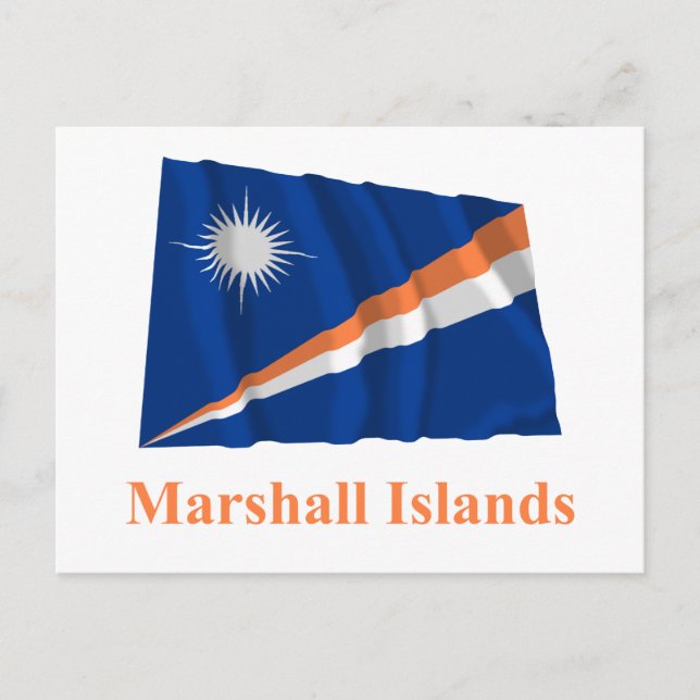 Marshall Islands Waving Flag with Name Postcard (Front)