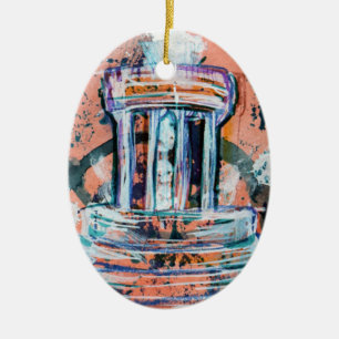 Marshall Michigan Brooks Memorial Fountain Tourist Ceramic Ornament