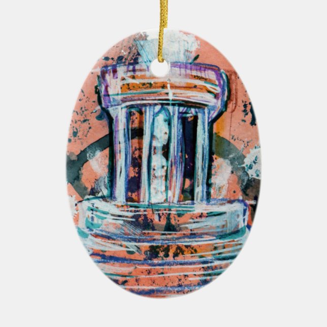 Marshall Michigan Brooks Memorial Fountain Tourist Ceramic Ornament (Front)