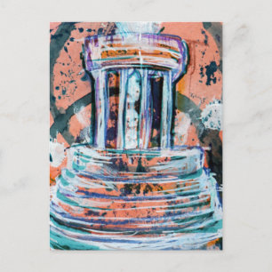 Marshall Michigan Brooks Memorial Fountain Tourist Postcard