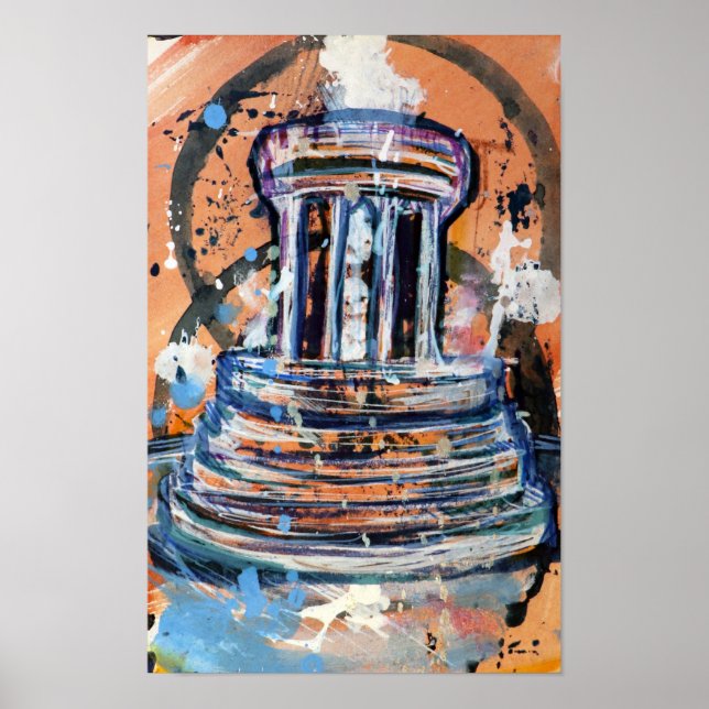 Marshall Michigan Fountain Abstract Art            Poster (Front)