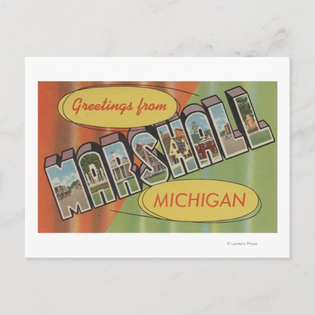Marshall, Michigan - Large Letter Scenes Postcard (Front)