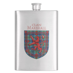 Marshall Tartan Scottish Plaid Lion Rampant Hip Flask