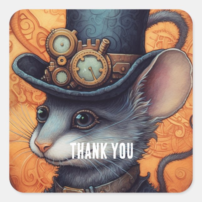 Marshallow steampunk square sticker (Front)