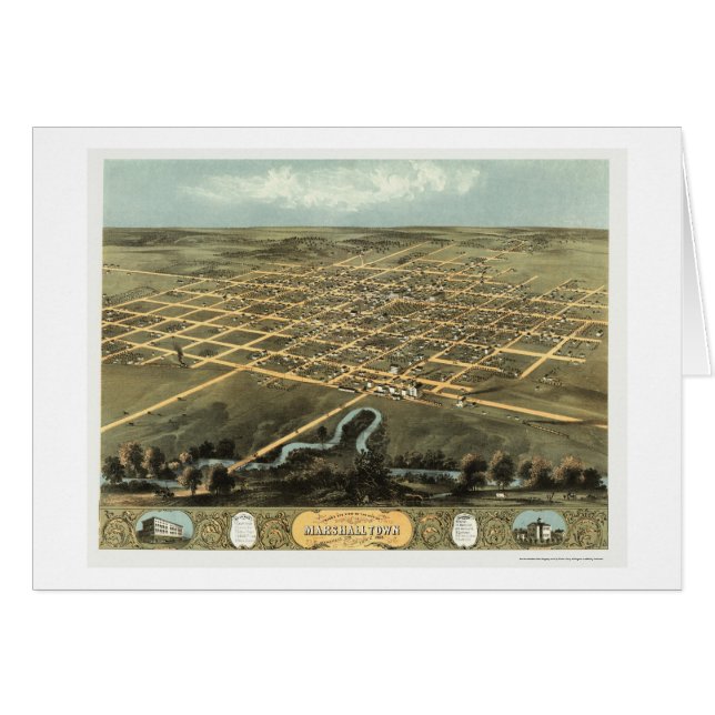 Marshalltown, IA Panoramic Map - 1868 (Front Horizontal)