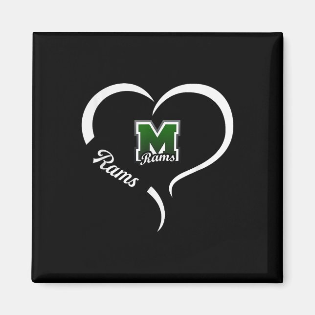 Marshfield Rams Logo Half Heart Slogan Hs  Magnet (Front)