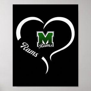Marshfield Rams Logo Half Heart Slogan Hs Poster
