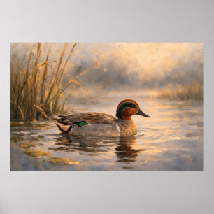 Marshland Duck Coastal Wildlife Art Poster