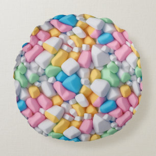 Marshmallow abstract round cushion