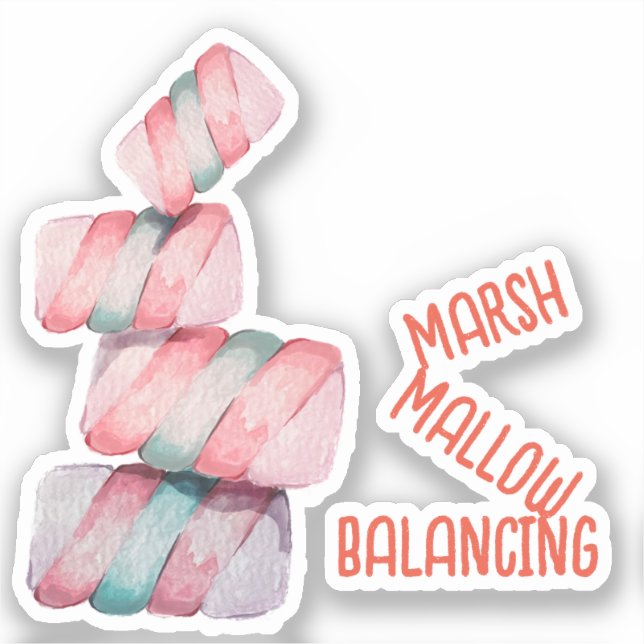 Marshmallow Balancing Pun Sticker (Front)