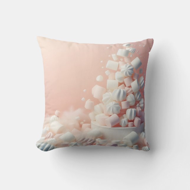 marshmallow delicious with pink background  cushion (Front)