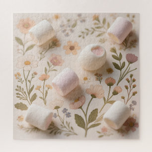 Marshmallow Floral Pastel Pattern Jigsaw Puzzle