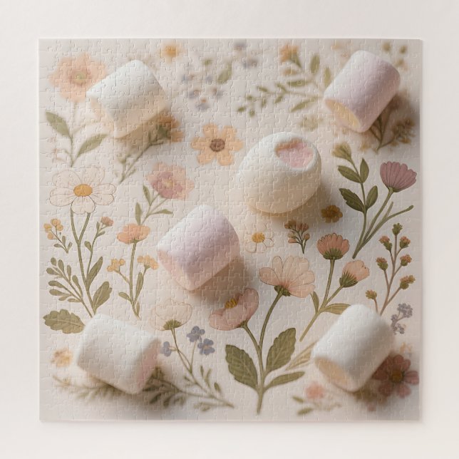 Marshmallow Floral Pastel Pattern Jigsaw Puzzle (Vertical)