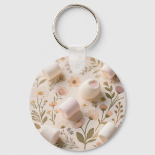 Marshmallow Floral Pastel Pattern Key Ring