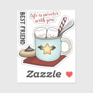 Marshmallow Friends in Christmas Mug of Hot Cocoa