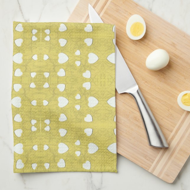 Marshmallow Hearts Tea Towel (Quarter Fold)