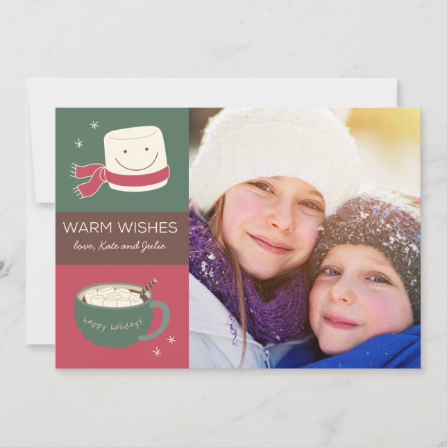 Marshmallow Hot Chocolate Holiday Photo Card (Front)