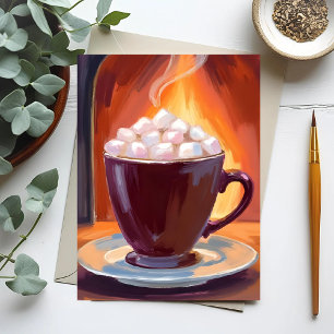 Marshmallow Hot Chocolate Mug Painting Postcard