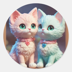 Marshmallow Kitty Dreams Classic Round Sticker