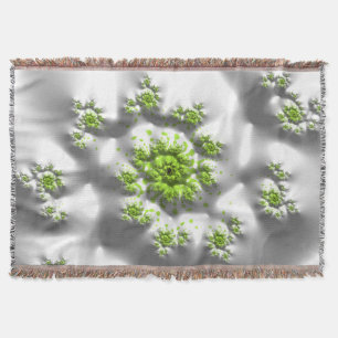 Marshmallow Lime Trippy Psychedelic Fine Fractal Throw Blanket
