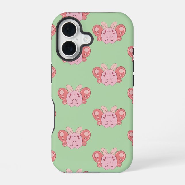 Marshmallow Moth iPhone 16 Case (Back)