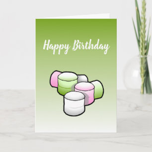 Marshmallow on Folded Greeting Birthday Card
