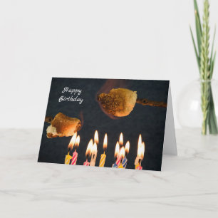 marshmallow roast over birthday cake card