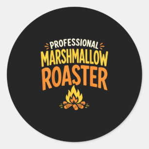 Marshmallow roaster campfire classic round sticker
