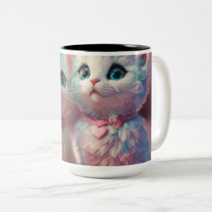 Marshmallow Romance: A Love in Pastel Pixels Two-Tone Coffee Mug