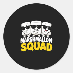 Marshmallow team campfire s'mores classic round sticker