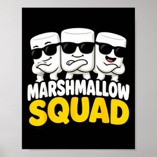 Marshmallow team campfire s'mores poster