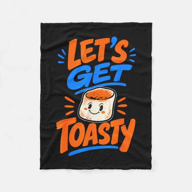 Marshmallow toasted campfire s'mores  fleece blanket (Front)