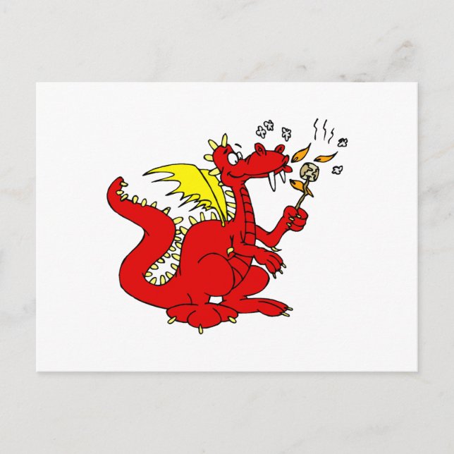 Marshmallow Toasting Dragon Postcard (Front)
