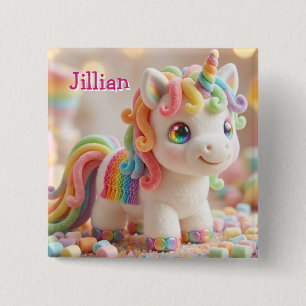 Marshmallow Unicorn and Pastel Candy Dream 15 Cm Square Badge