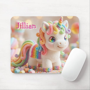 Marshmallow Unicorn and Pastel Candy Dream Mouse Pad