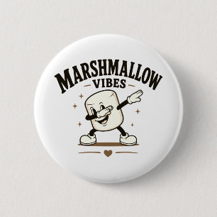 Marshmallow vibes 6 cm round badge