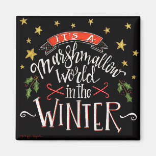 Marshmallow World Fun Festive Chalkboard Magnet