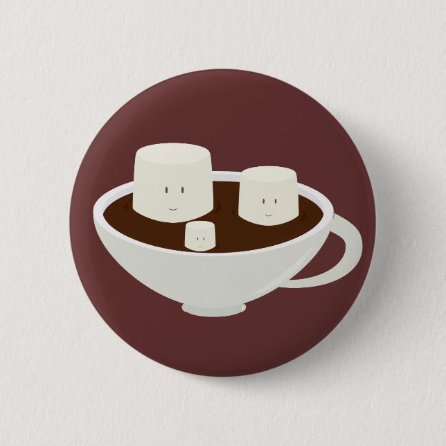 Marshmallows in hot chocolate 6 cm round badge (Front)
