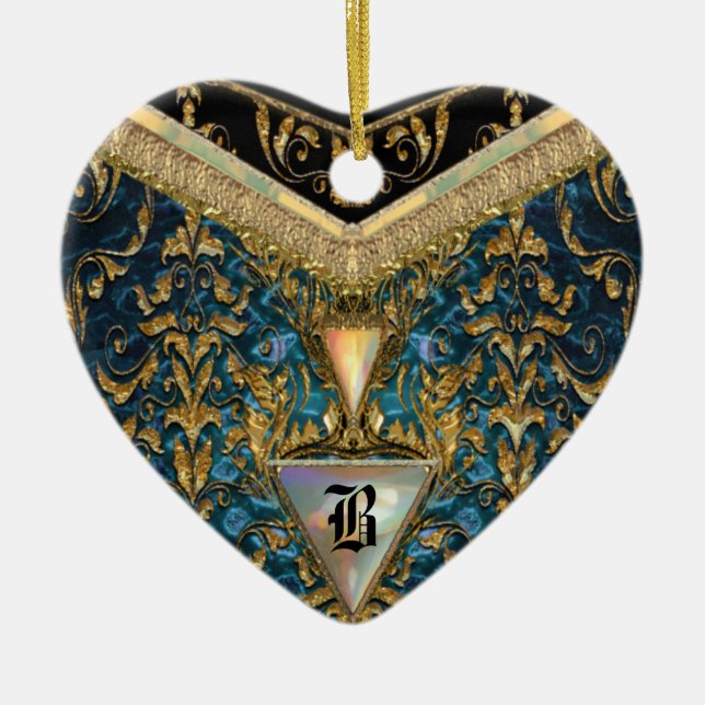 Marshwell Cordell Victorian Monogram Ceramic Ornament (Front)