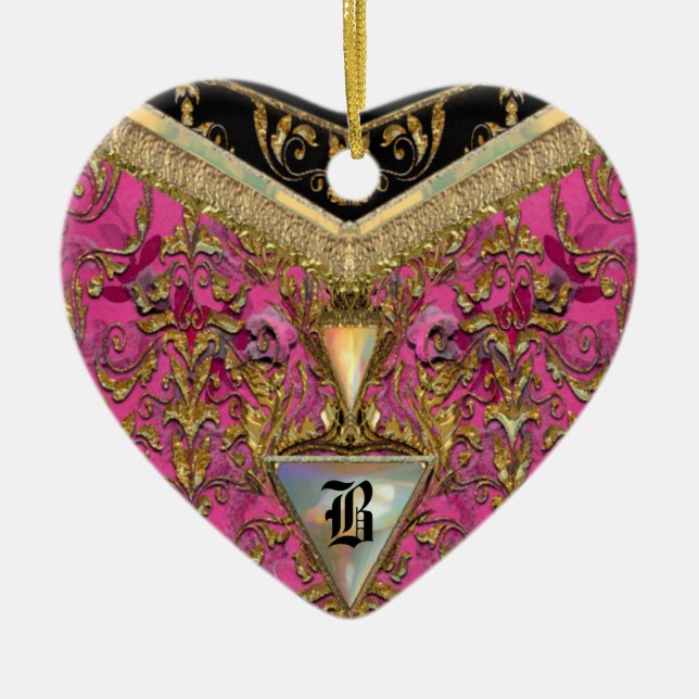 Marshwell Victorian Monogram Ceramic Ornament (Front)