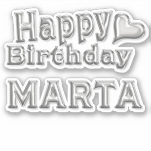 Marta Happy Birthday silver Sticker