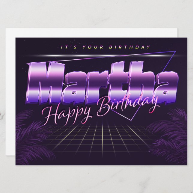 Martha Name First name pura retro card Birthday (Front/Back)