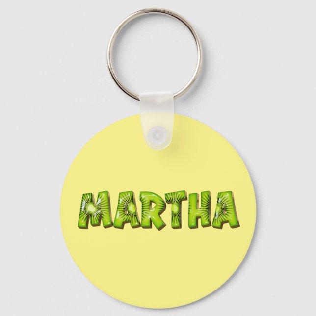 Martha Name Kiwi Design Keyring (Front)