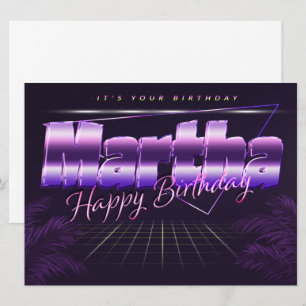Martha Name Vorname lila retro Karte Geburtstag Card