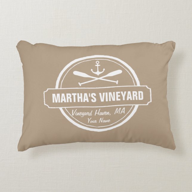 Martha’s Vineyard MA custom town nautical anchor Decorative Cushion (Front)