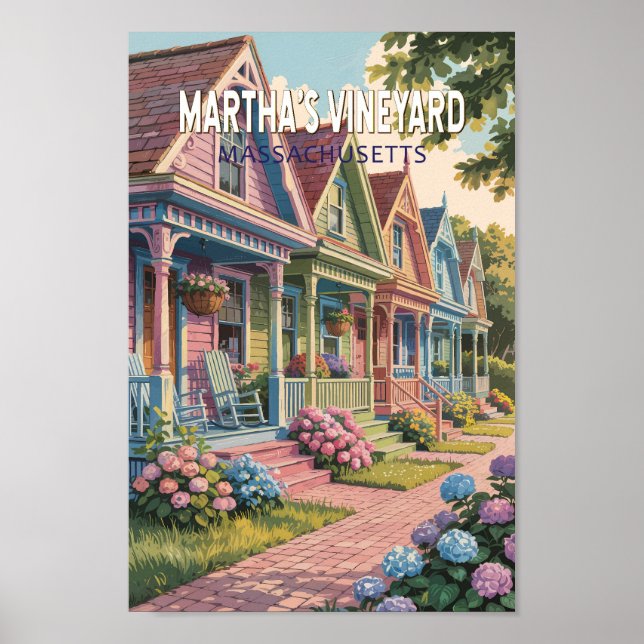 Martha’s Vineyard Massachusetts Illustration Retro Poster (Front)