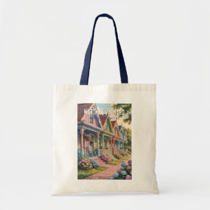 Martha’s Vineyard Massachusetts Illustration Retro Tote Bag