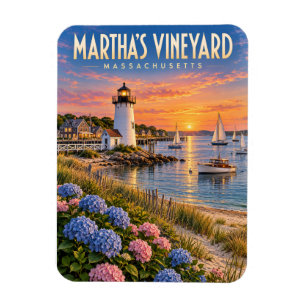 Martha’s Vineyard Sunset Lighthouse Massachusetts  Magnet