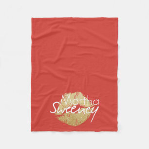 Martha Sweeney Gold Lips Fleece Blanket