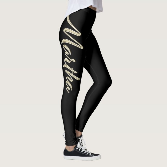 Martha white gold Handwriting trousers Leggings (Right)